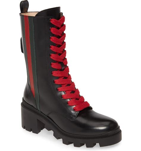 gucci women's black flat rain boots|gucci combat boots for women.